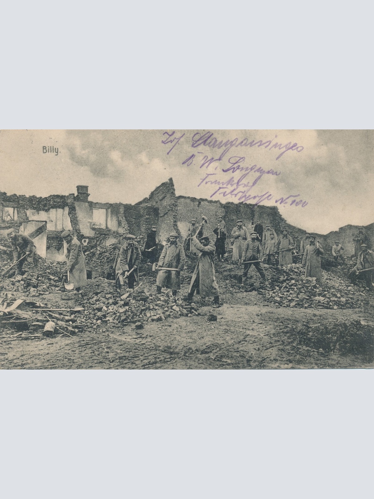 AK aus Billy Gemeinde in Frankreich mit Soldaten Arbeit Ansichtskarte (13900)