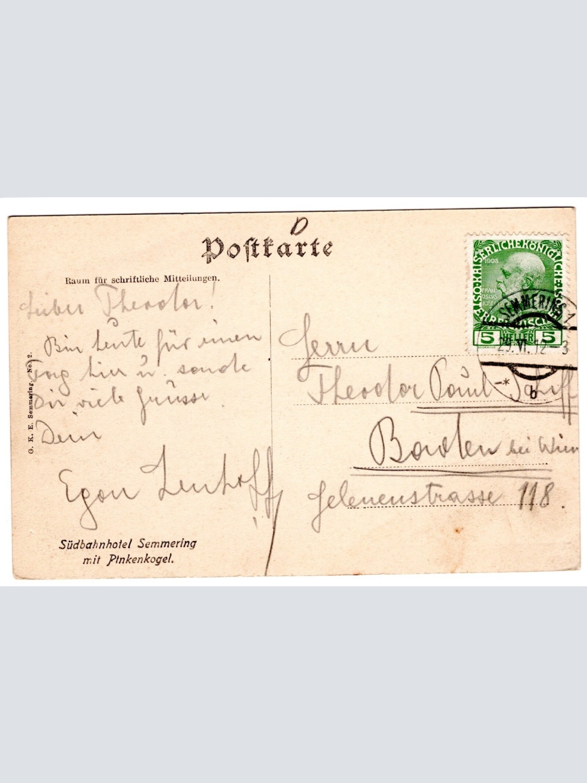 AK, Südbahnhotel Semmering mit Pinkenkogel, Niederösterreich (S4622)