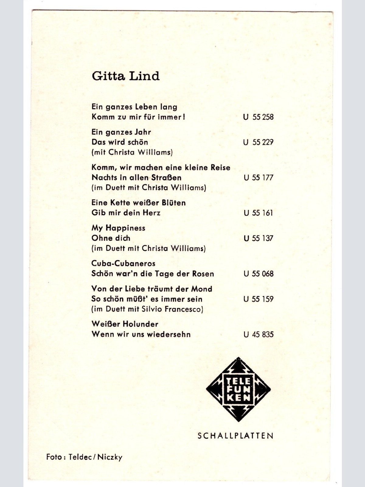 AK, Autogramm Karte, Gitta Lind, mit Unterschrift, Ansichtskarte (S4676)
