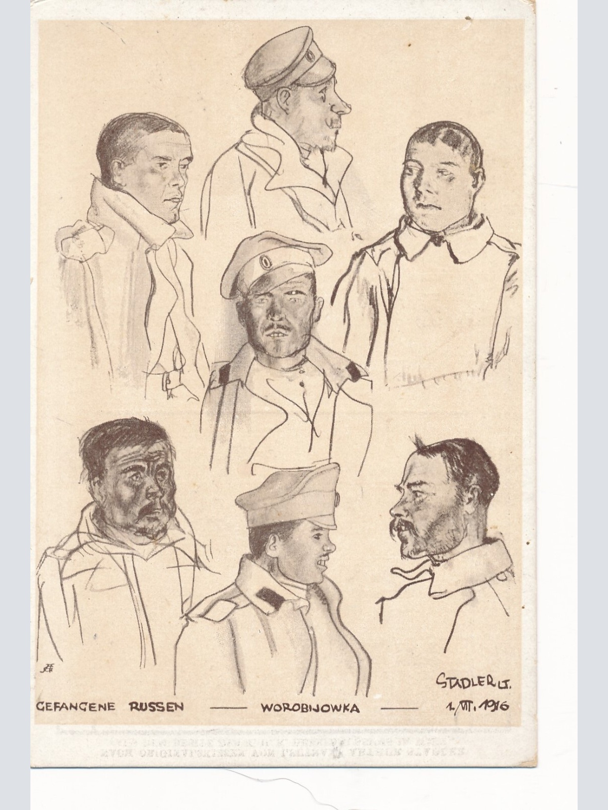 AK Gefangene Russen Worobijowka Lt. Stadler 1916 Ansichtskarte (14020)