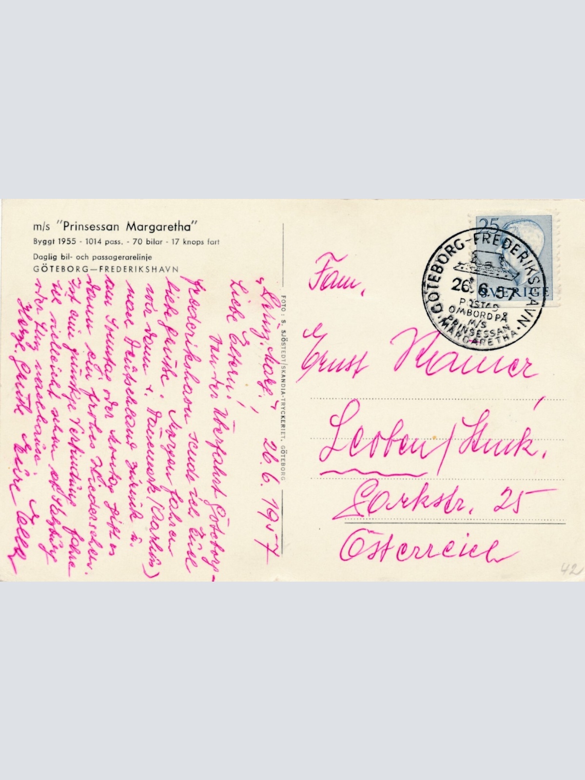 AK von der Prinsessan Margaretha Göteborg Maritim Ansichtskarte (14170)