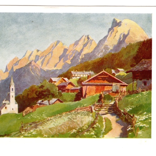 Künstler-AK, Seefeld Nr. 4. Mösern gegen die Miemingerkette (S5022)