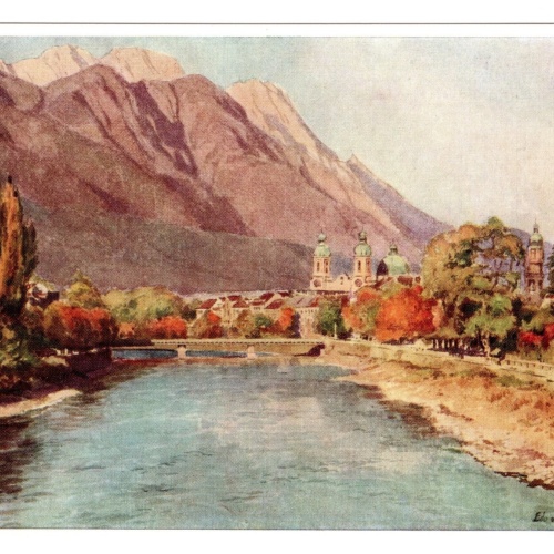 Künstler-AK, Handel-Mazzetti, Innsbruck, Nr. 8 Inn mit Pfarrkirche und B (S5027)