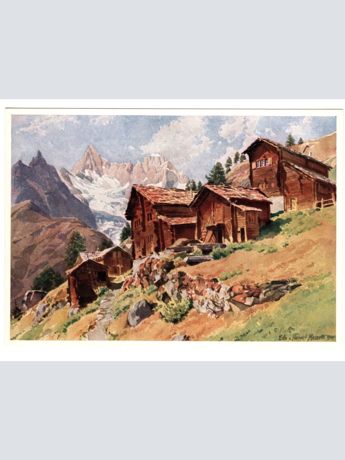 Künstler-AK, Handel-Mazzetti, Zermatt, Nr. 10 Findelen und Gabelhorn mit (S5032)