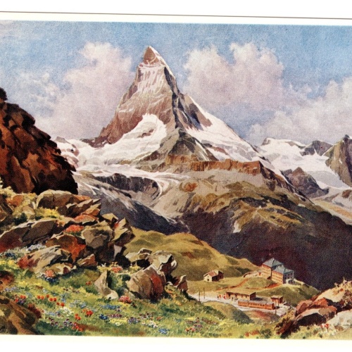 Künstler-AK, Handel-Mazzetti, Zermatt, Hotel Riffelberg mit Matterhorn (S5036)