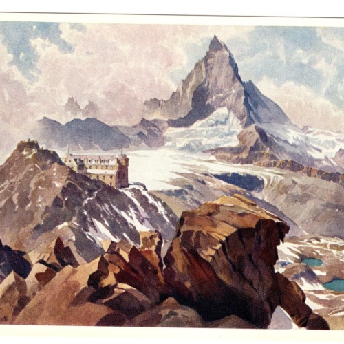 Künstler-AK, Handel-Mazzetti, Zermatt, Nr. 14 Hotel Kulm Gornergrat mit  (S5038)