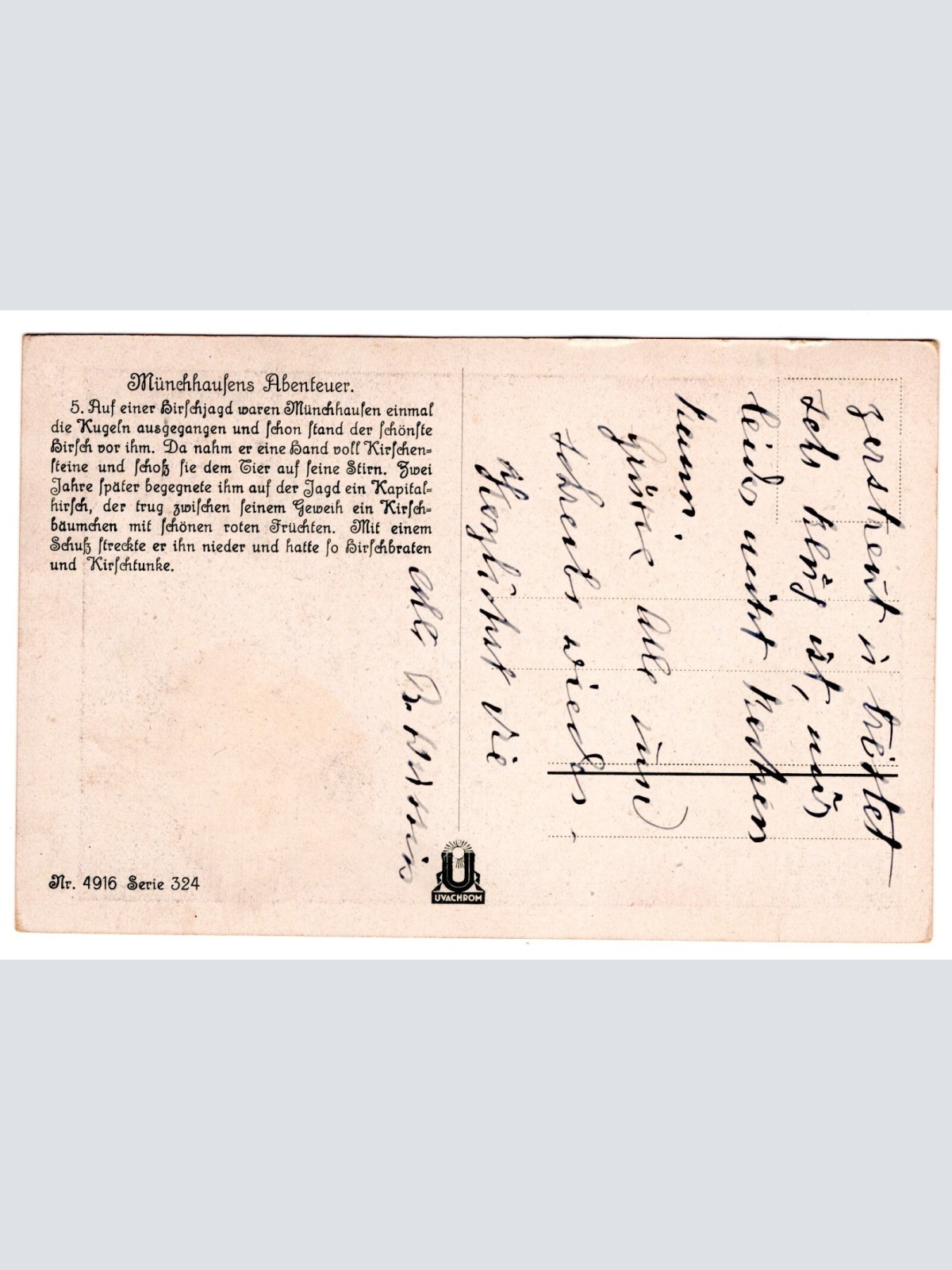 AK, Münchhaufens Abenteuer, Hirsch und Jäger, Ansichtskarte (S5057)