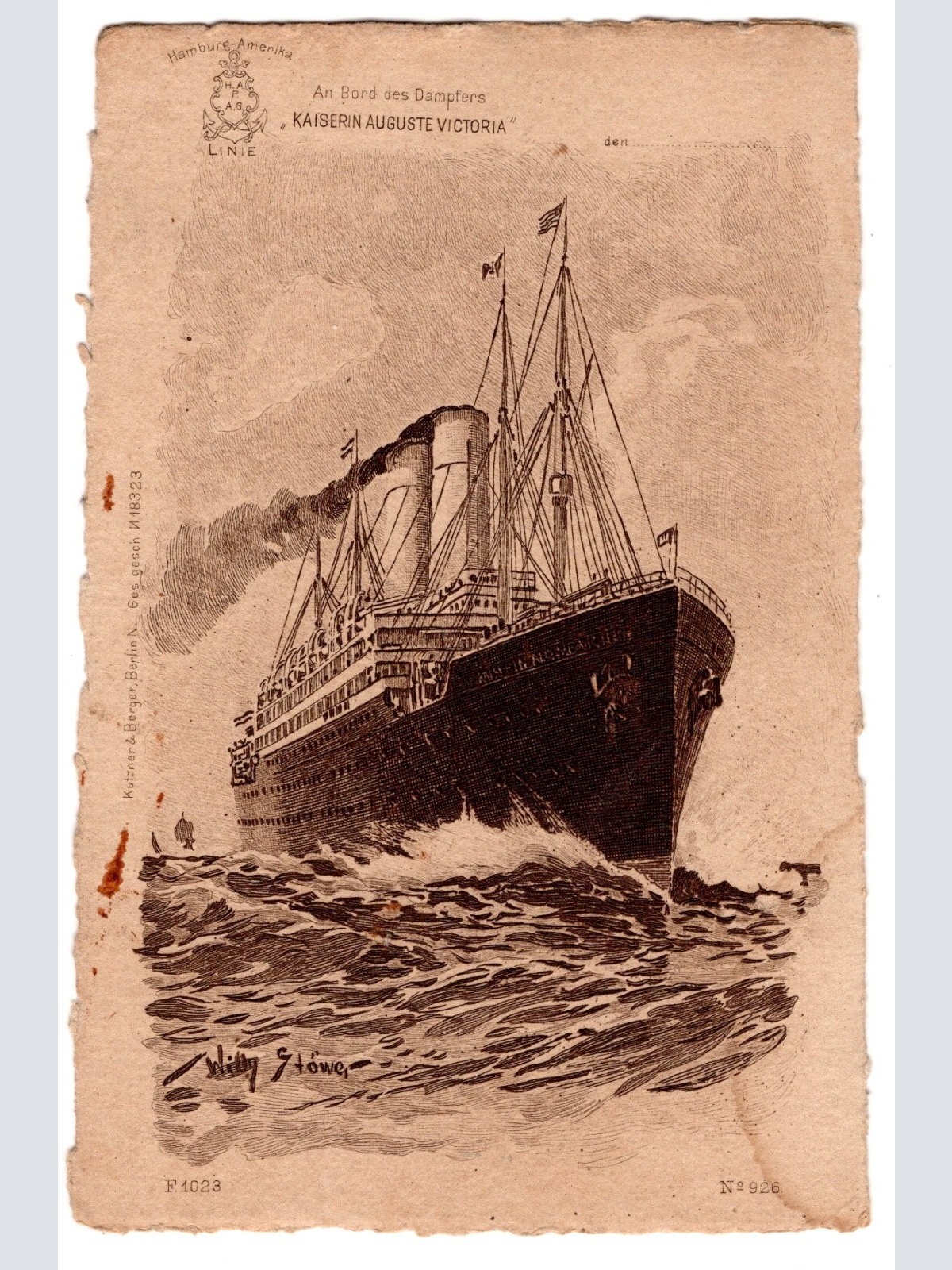 AK, Kaiserin Auguste Victoria, Dampfer , Ansichtskarte (S5063)