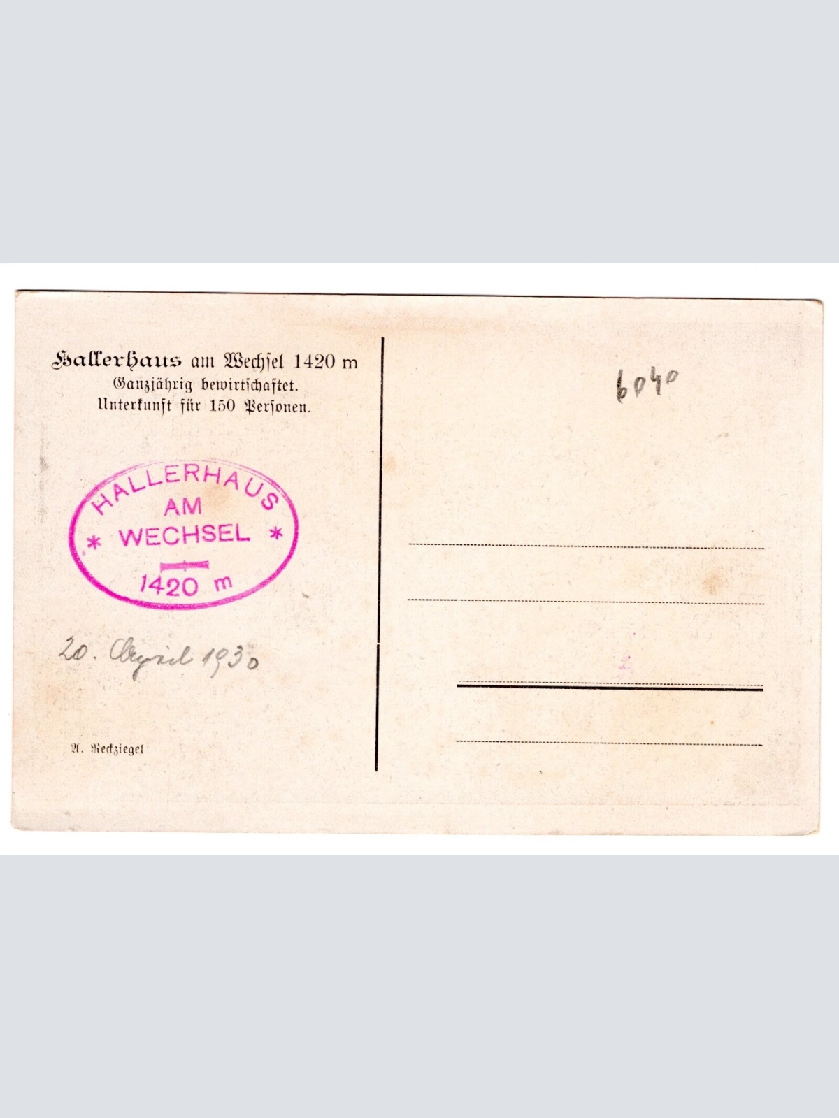 AK, Hallerhaus am Wechsel, Steiermark, Ansichtskarte (S5074)