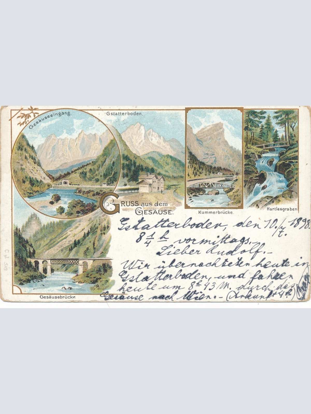 Litho  Karte gruss aus dem Gesäuse Kummerbrücke Steiermark Ansichtskarte (14050)