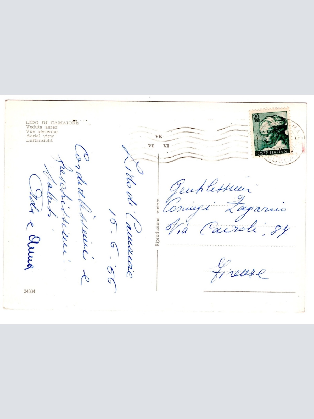 AK, Lido di Camaiore, Veduta Aerea, Italien, Ansichtskarte (S5254)