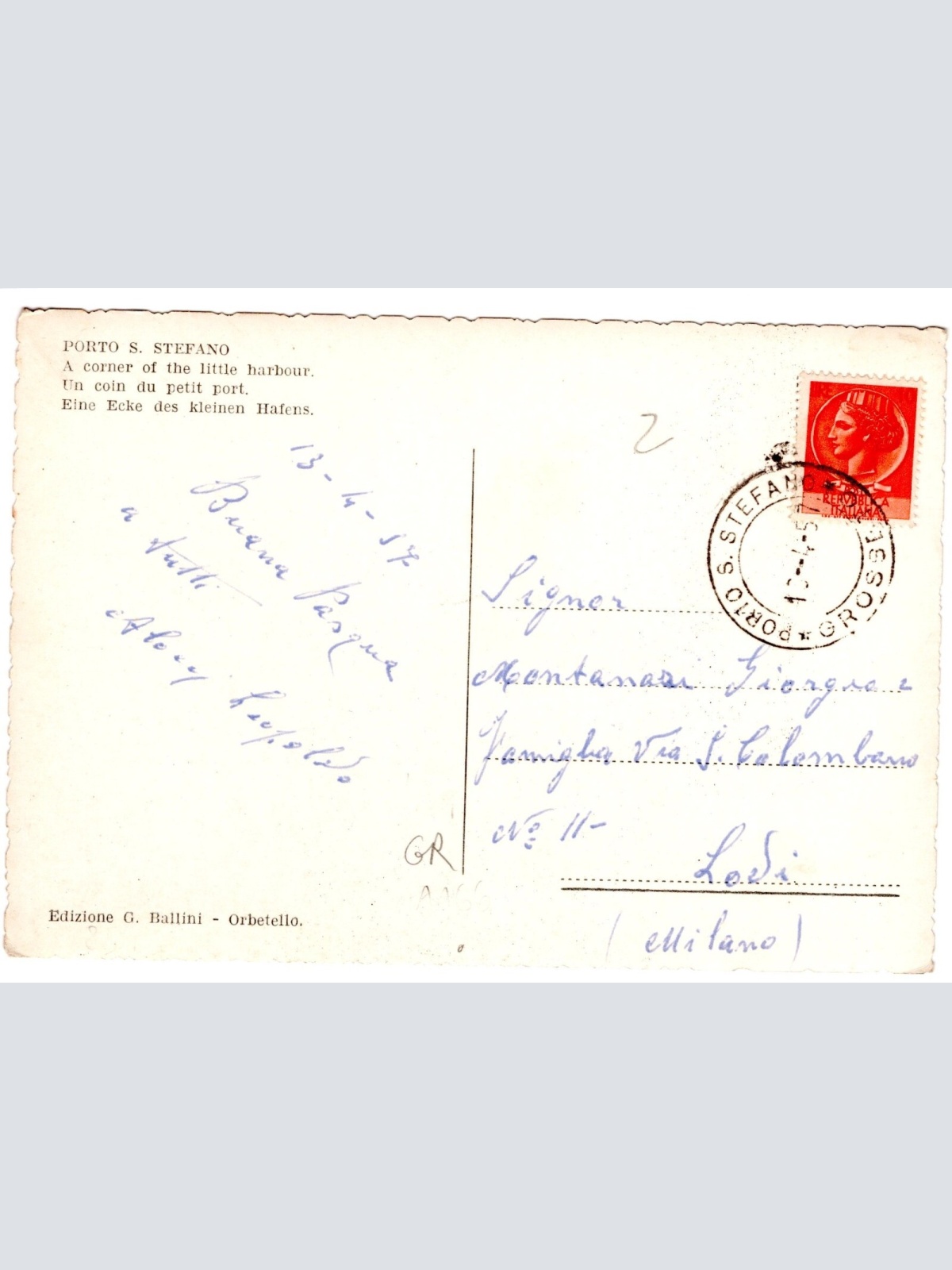 AK, Porto Santo Stefano, Italien, Ansichtskarte (S5281)