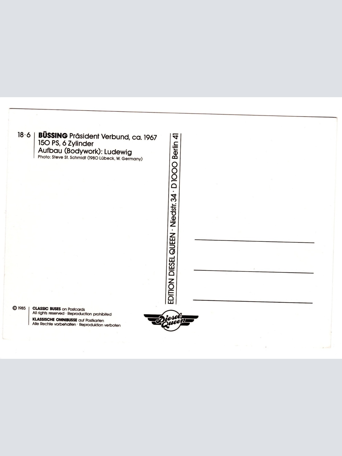 AK, Autobus, Büssing, Präsident Verbund, Aufbau Ludewig, Ansichtskarte (S5306)