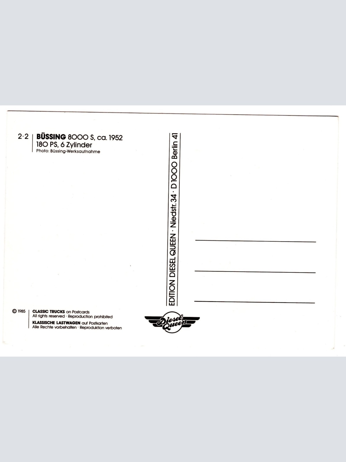 AK, LKW Büssing 8000 S, Ansichtskarte (S5319)