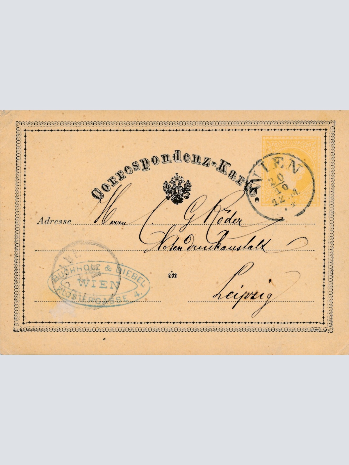 2 Kreuzer Ganzsachen - Karte 1874 aus Wien (14325)