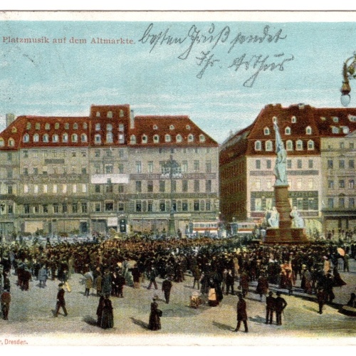 AK, Dresden, Sachsen, Platzmusik auf dem Altmarkte, Ansichtskarte (S5443)