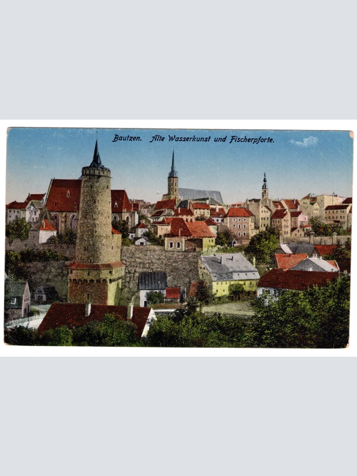 AK, Bautzen, Sachsen, Alte Wasserkunst und Fischerpforte, Ansichtskarte (S5497)