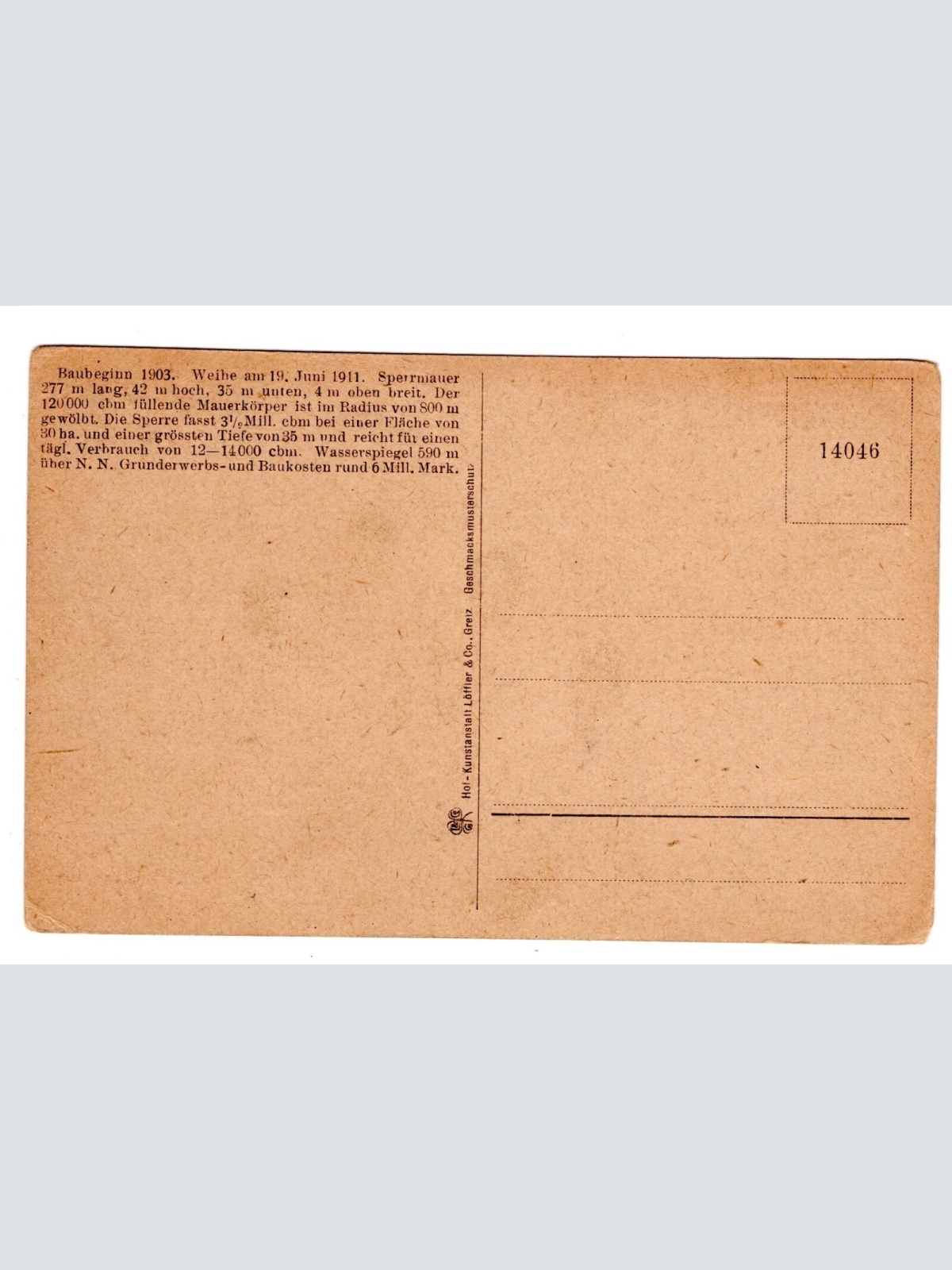 AK, Talsperre bei Bergen i. V., Sachsen, Ansichtskarte (S5511)