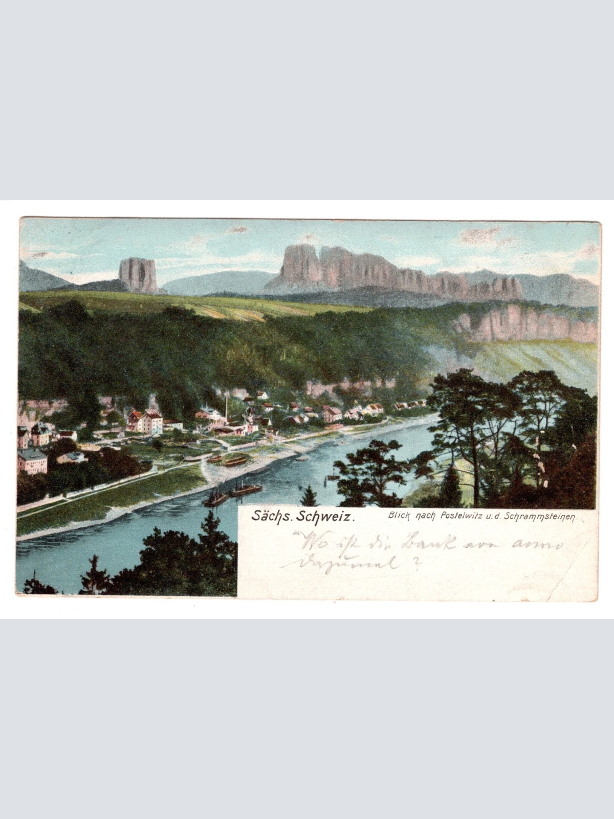 AK, Blick nach Postelwitz u. d. Schrammsteinen, Sachsen, Ansichtskarte (S5517)