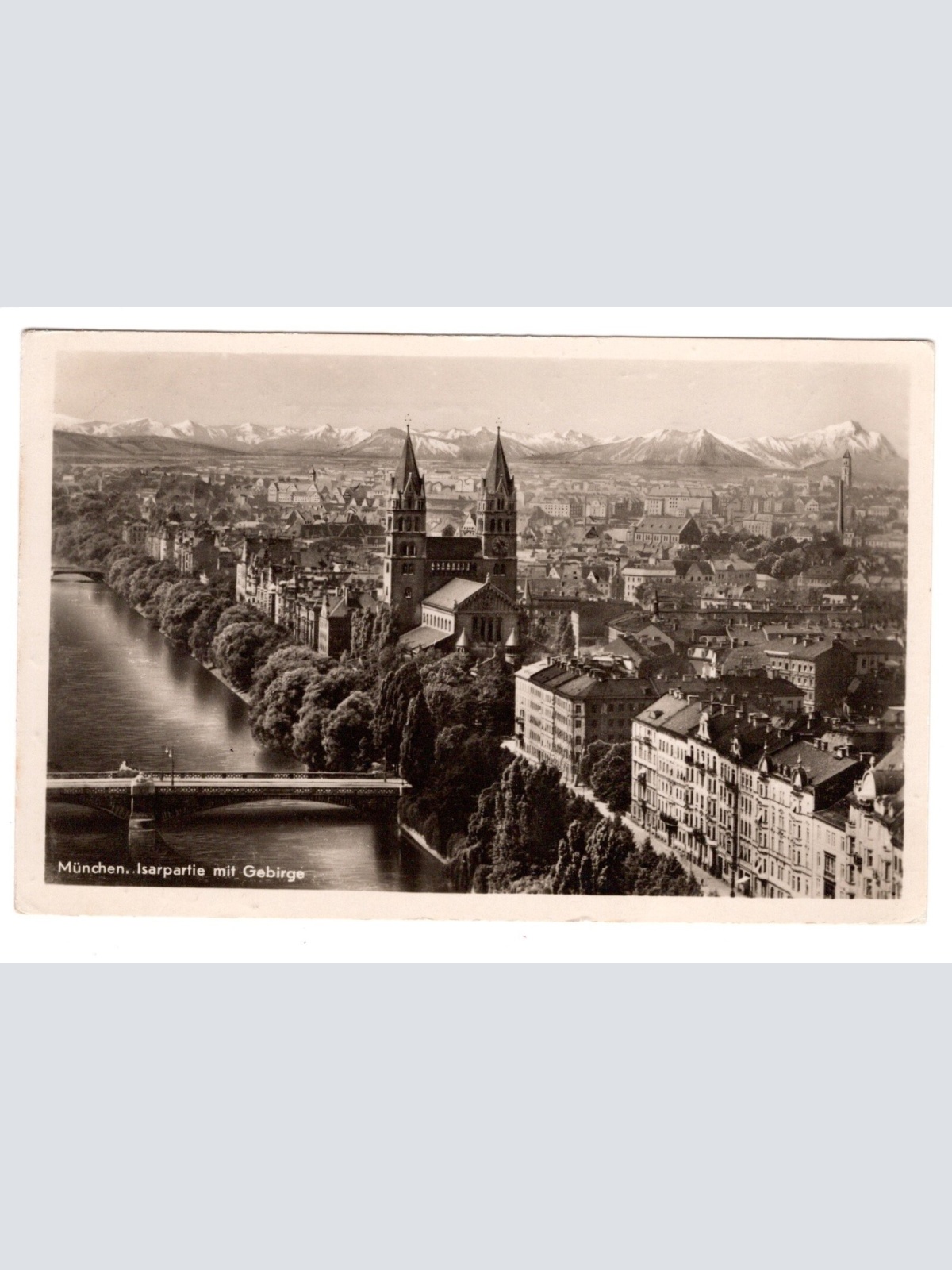 AK, München, Isarpartie mit Gebirge, Bayern, Ansichtskarte (S5545)