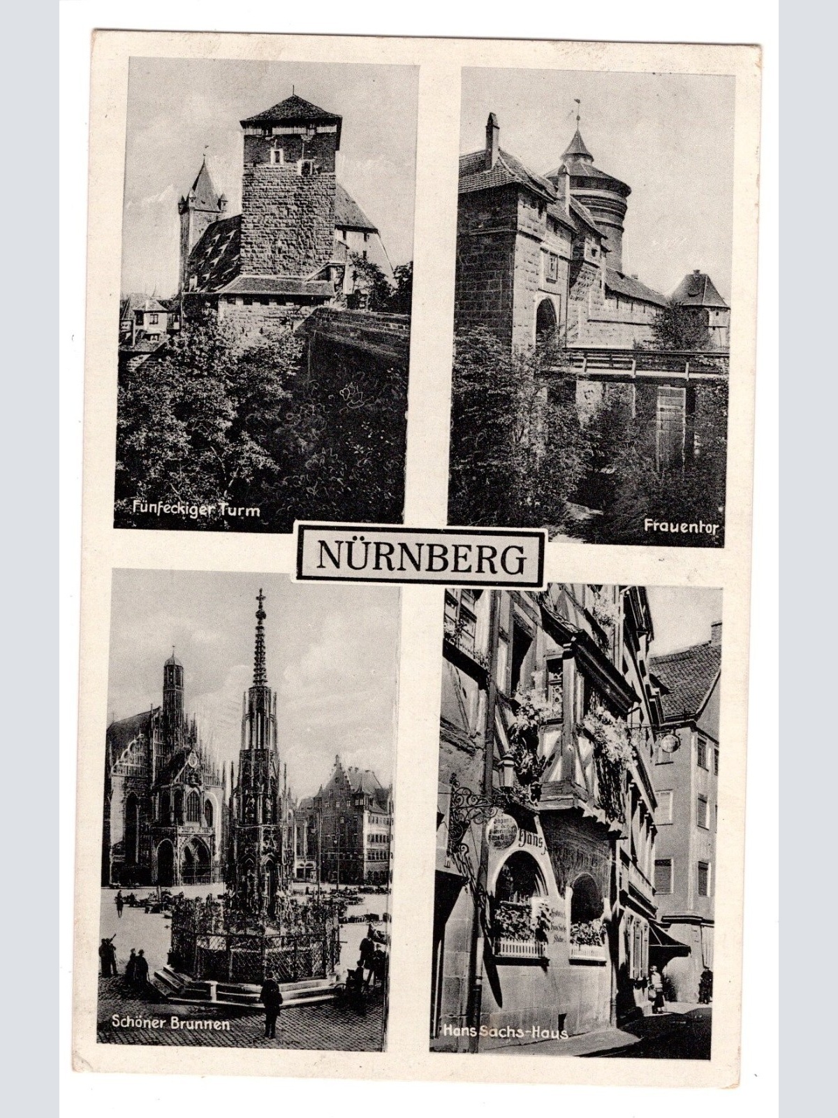 AK, Nürnberg, Bayern, Schöner Brunnen, Fünfeckiger Turm, Ansichtskarte (S5556)