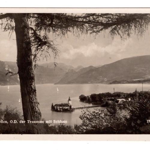 AK, Gmunden, der Traunsee mit Schloss, Oberösterreich, Ansichtskarte (S5596)