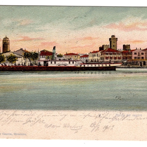 AK, Sirmione, Italien, arrivo del vapore, Ansichtskarte (S5615)