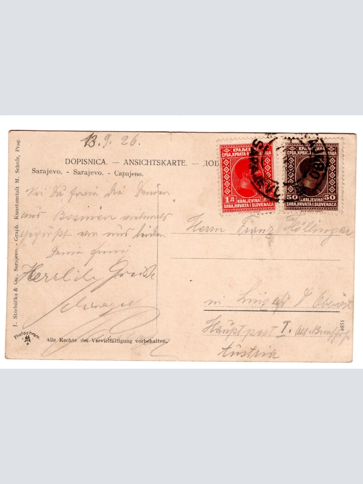 AK, Sarajevo, Bosnien, Ansichtskarte (S5617)