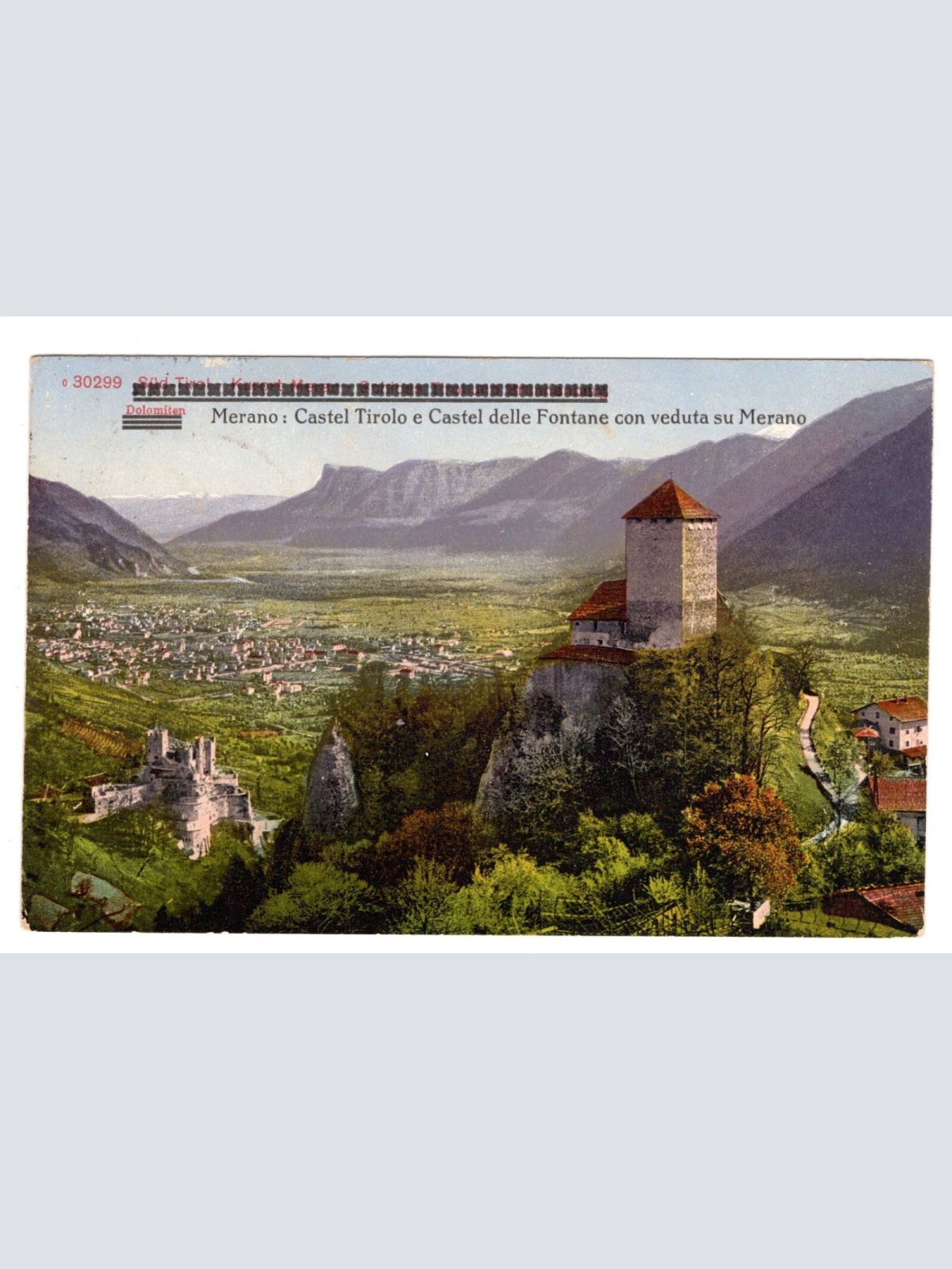 AK, Merano, Castel Tirolo e Castel delle Fontane, Italien, Ansichtskarte (S5664)