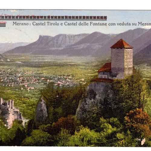AK, Merano, Castel Tirolo e Castel delle Fontane, Italien, Ansichtskarte (S5664)