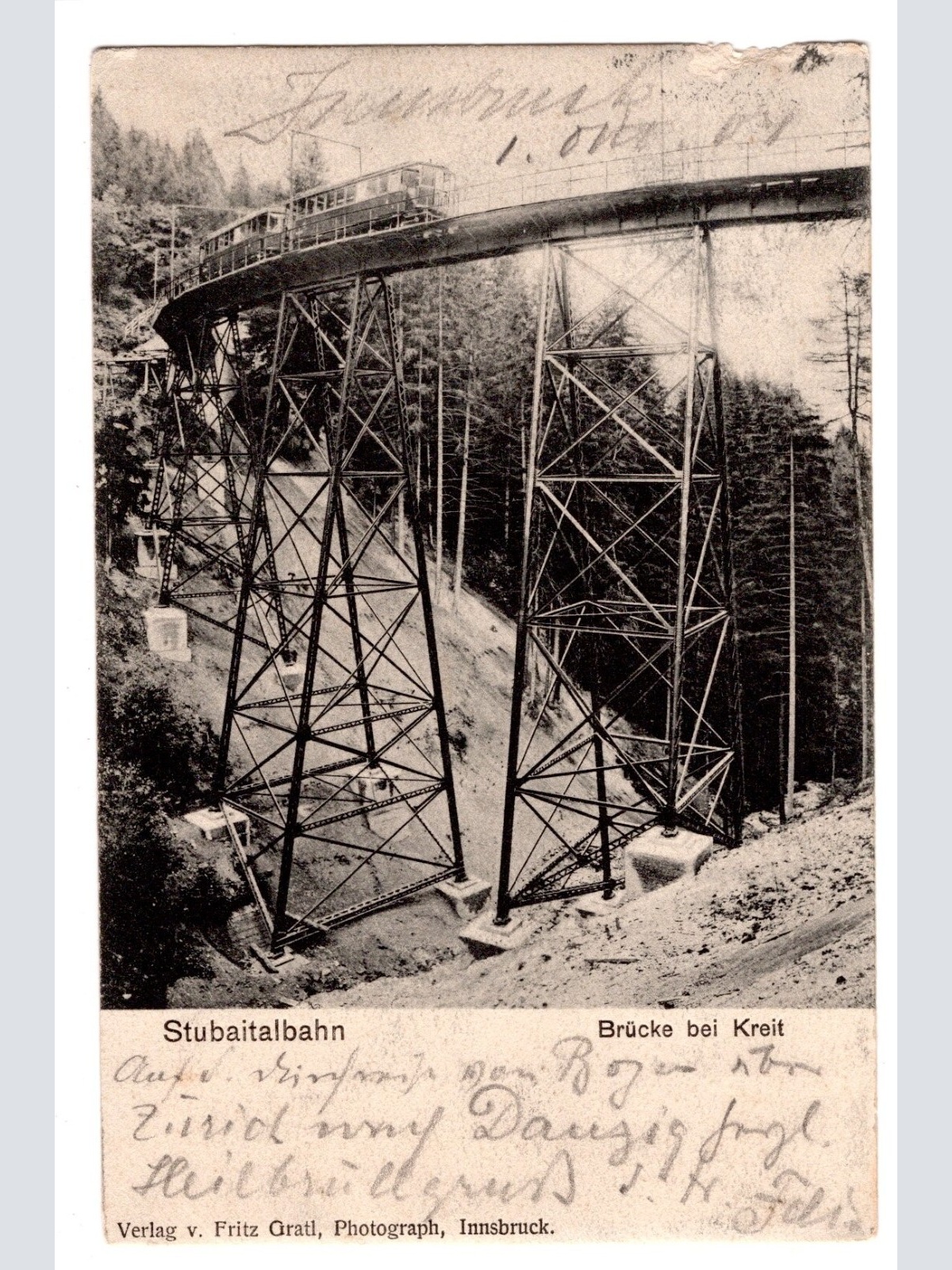 AK, Stubaitalbahn, Brücke bei Kreit, Tirol, Ansichtskarte (S5695)