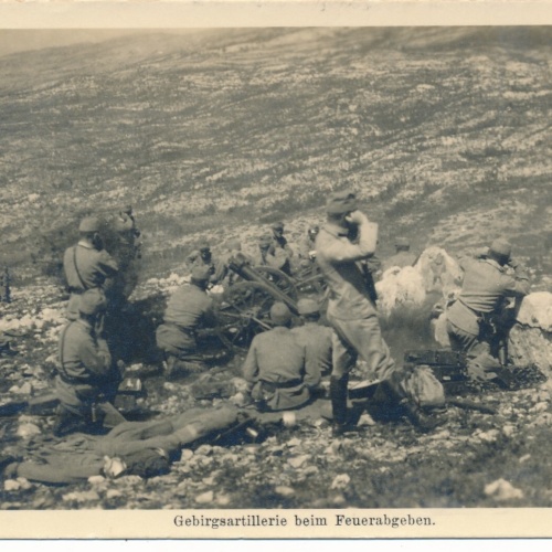 AK Gebirgsatillerie beim Feuerabgeben Militaria Ansichtskarte (14237)