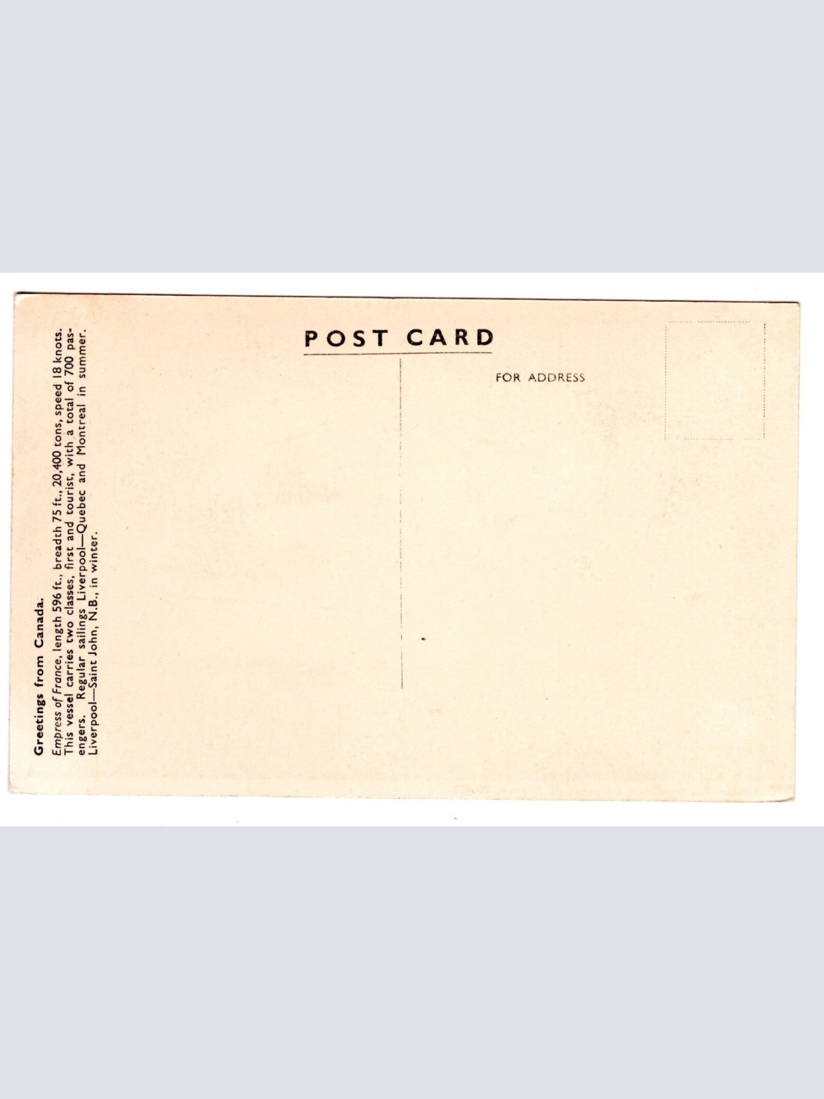 AK, Canadian Pacific Liner, Empress of France, Ansichtskarte (S5892)