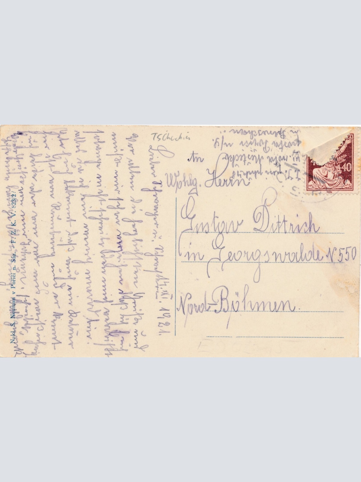 AK aus Porici n. Saz Tschechoslowakei Ansichtskarte (14287)