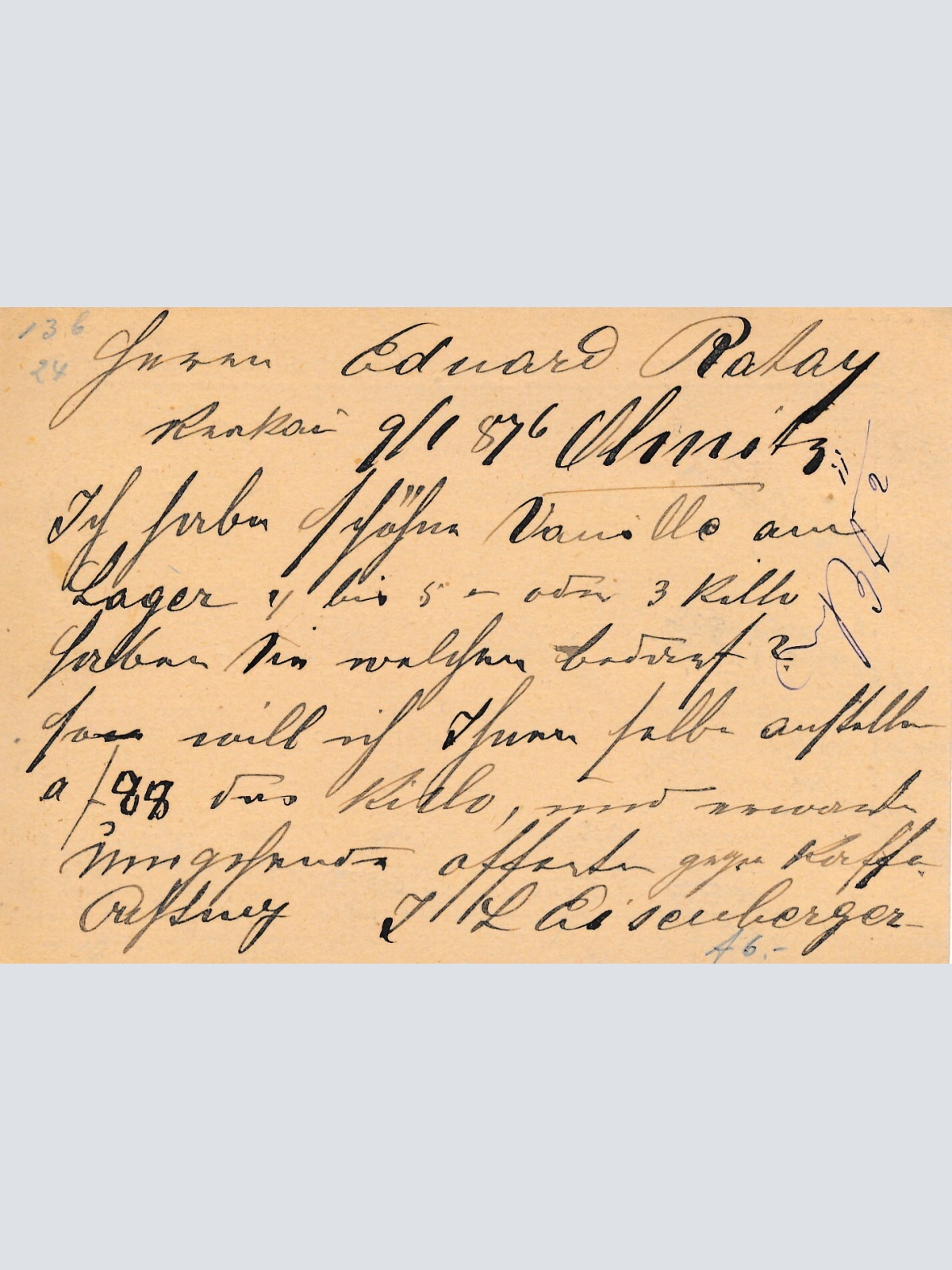 2 Kreuzer Ganzsachen - Karte 1876 aus Krakau Bahnhof (14361)