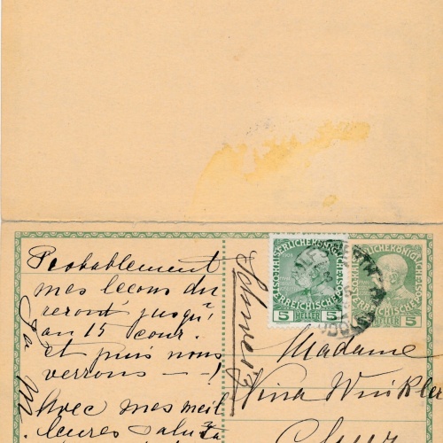 5 Heller Ganzsachen - Karte 1913 aus Rudolfswert nach Chur + Aw Karte (14376)