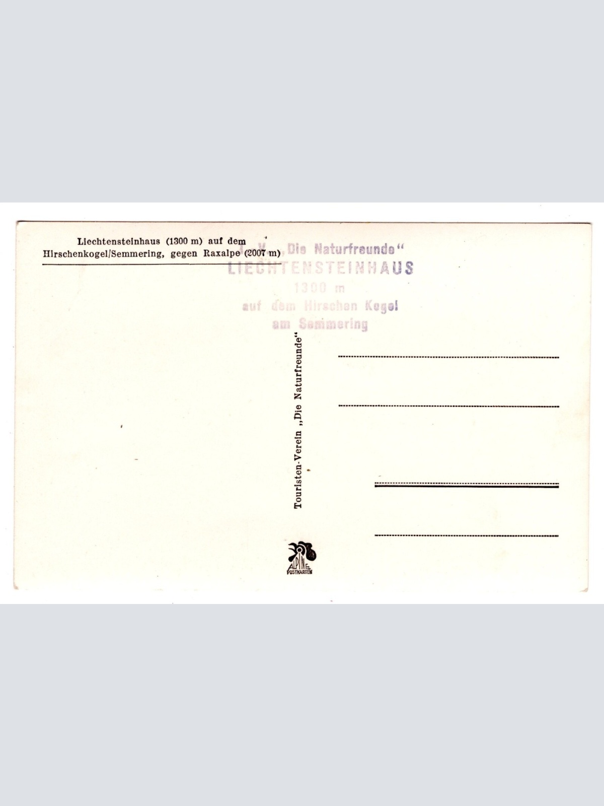 AK, Liechtensteinhaus auf dem Hirschenkogel, Ansichtskarte (S6072)