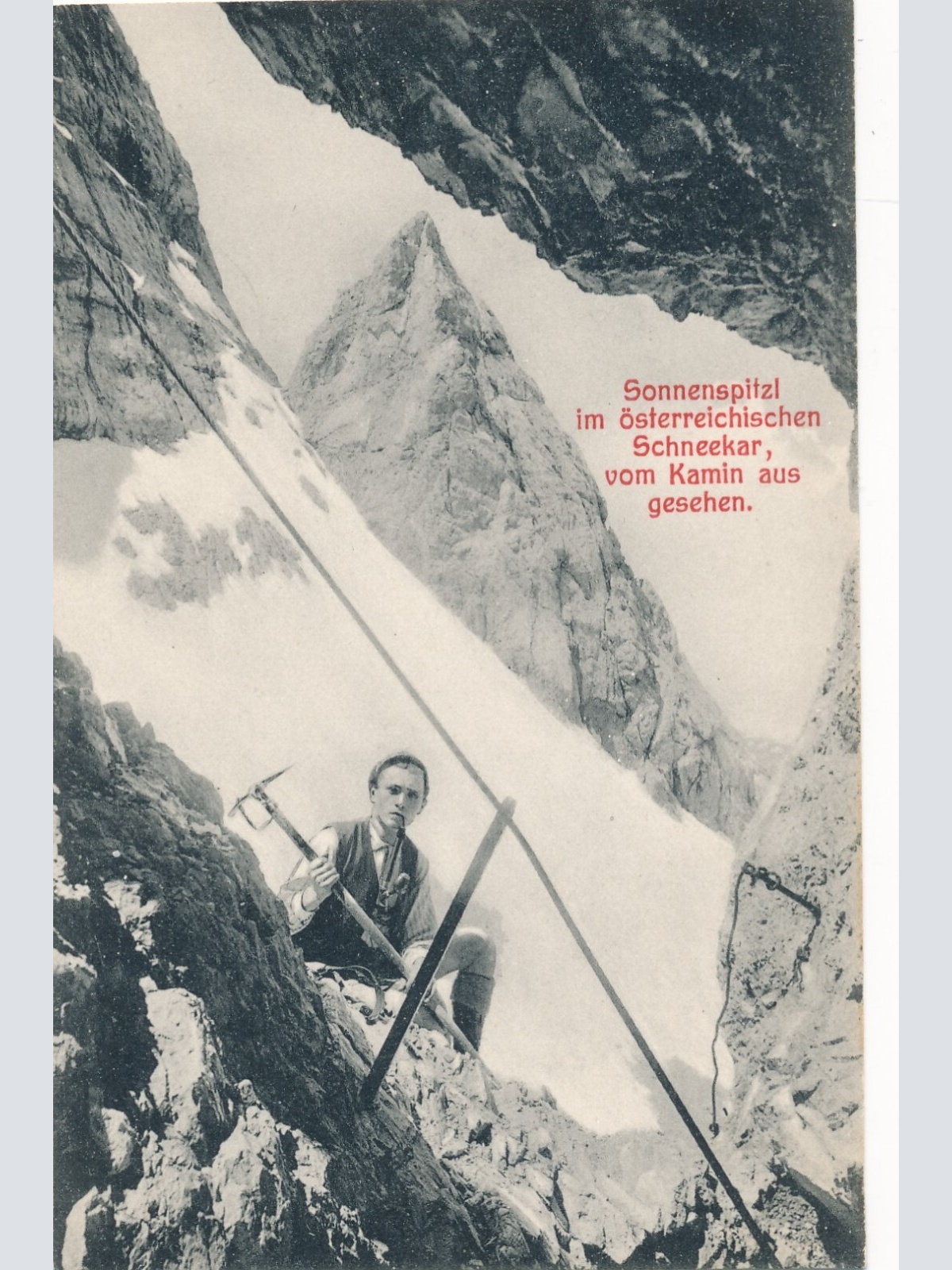 AK Sonnenspitzl Österr. Schneekar mit Bergsteiger Steiermark Ansichtskarte 14469