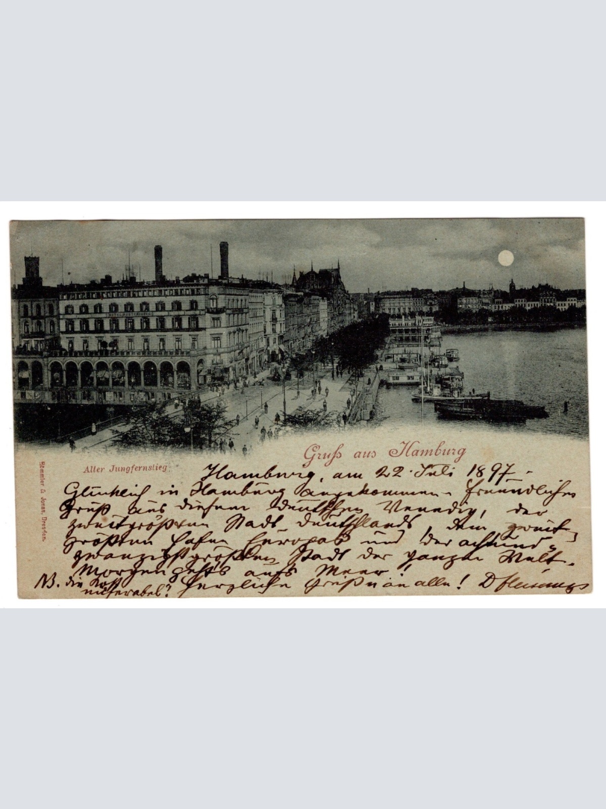 AK, Gruß aus Hamburg, Alter Jungfernstieg, Ansichtskarte (S6312)