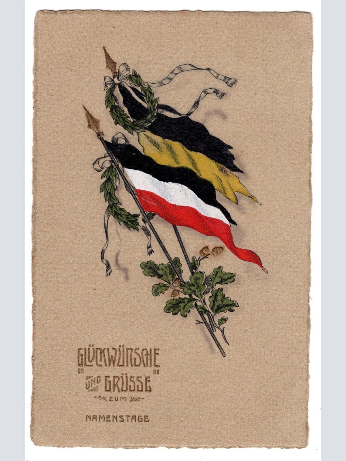 AK, Glückwünsche und Grüße zum Namenstage, Flagge, Ansichtskarte (S6594)