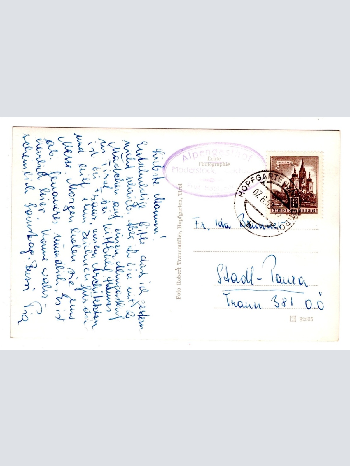 AK, Alpengasthaus Moderstock, Tirol, Ansichtskarte (S6941)