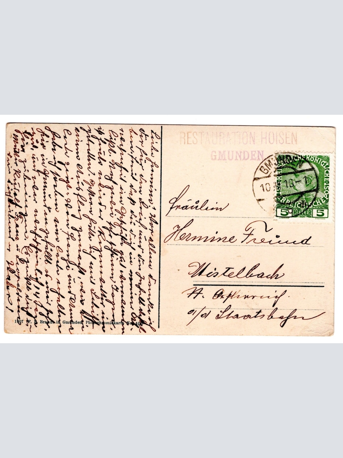 AK, Gmunden, Restauration Hoisn, Oberösterreich, Ansichtskarte (S6990)