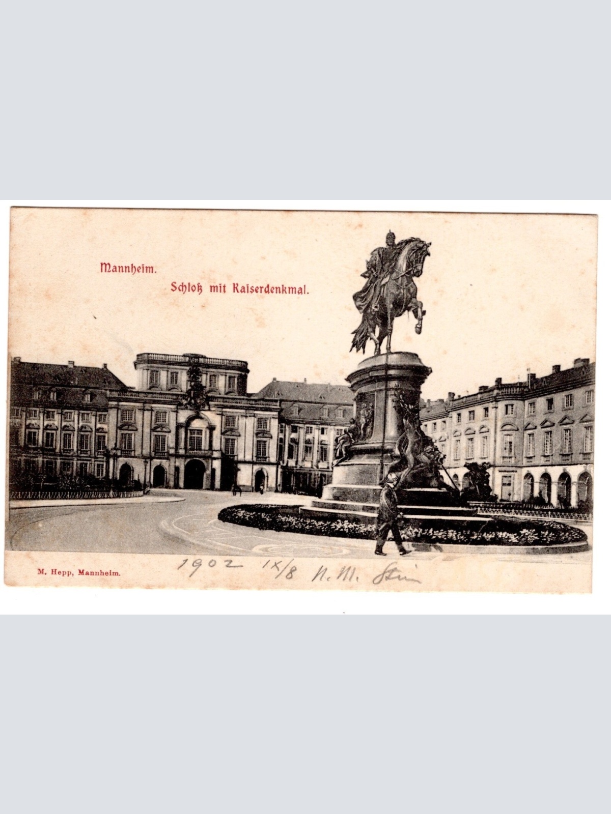 AK, Mannheim, Schloss mit Kaiserdenkmal, Baden-Württemberg Ansichtskarte (S7208)