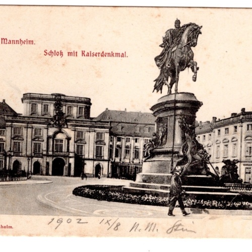 AK, Mannheim, Schloss mit Kaiserdenkmal, Baden-Württemberg Ansichtskarte (S7208)