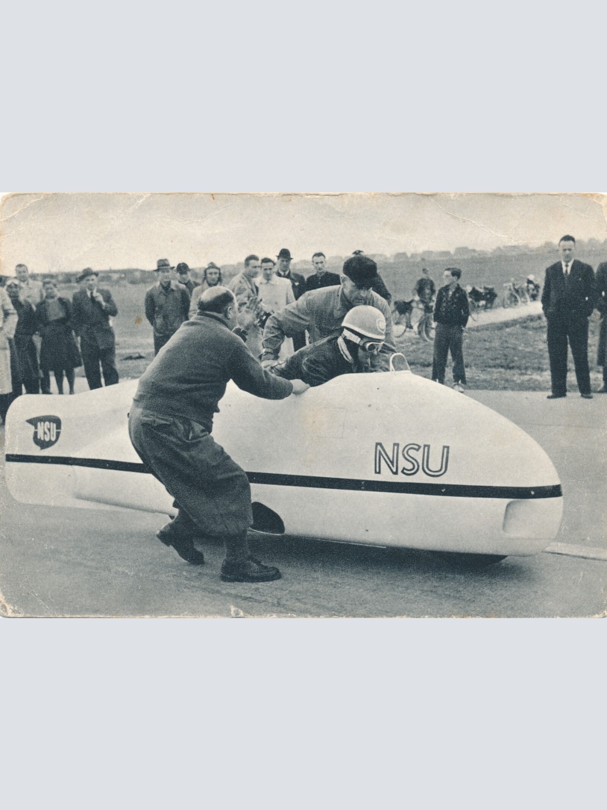 AK von einer 500 ccm NSU mit Wilhelm Herz Ansichtskarte (14385)