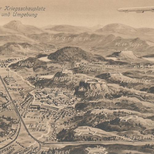 AK Westlicher Kriegsschauplatz mit Zeppelin Militaria Ansichtskarte (14621)