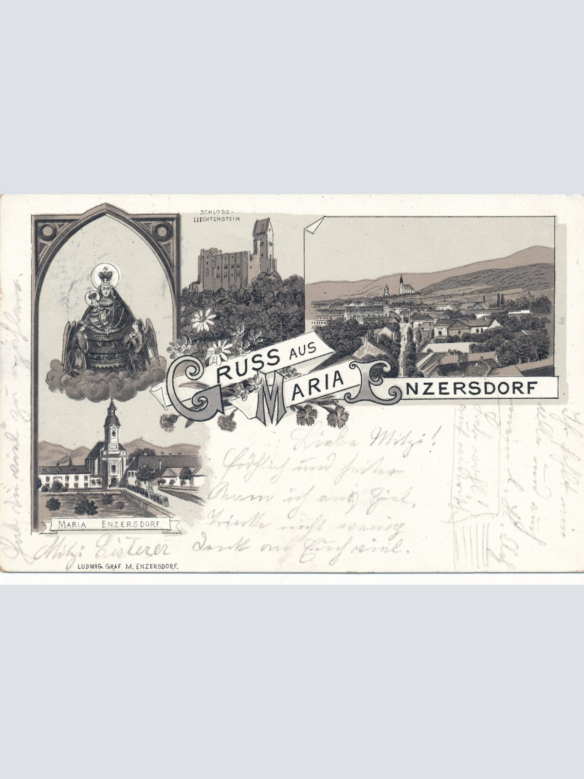 Litho - Karte gruss aus Maria Enzersdorf Niederösterreich Ansichtskarte (14356)