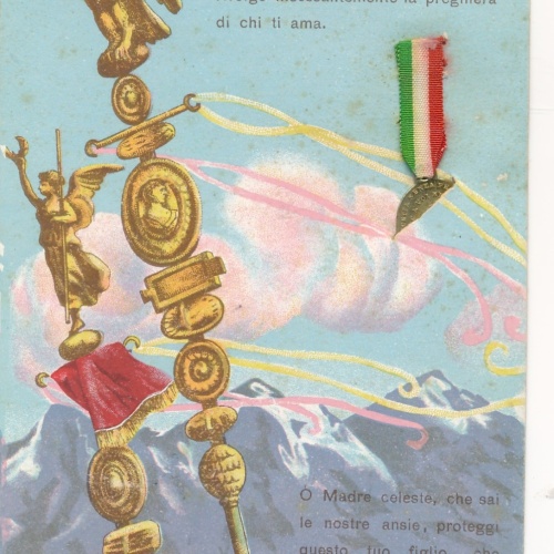 AK von Italien mit eigearbeiteter Medaillie Militaria Ansichtskarte (14656)