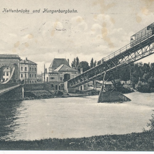 AK gruss aus Innsbruck Kettenbrücke u Hungerburgbahn Tirol Ansichtskarte (14707)