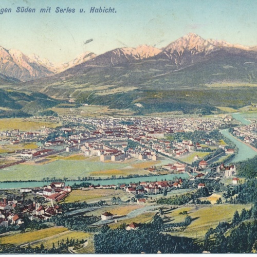 AK Innsbruck gegen Süden mit Serles Tirol Ansichtskarte (14759)